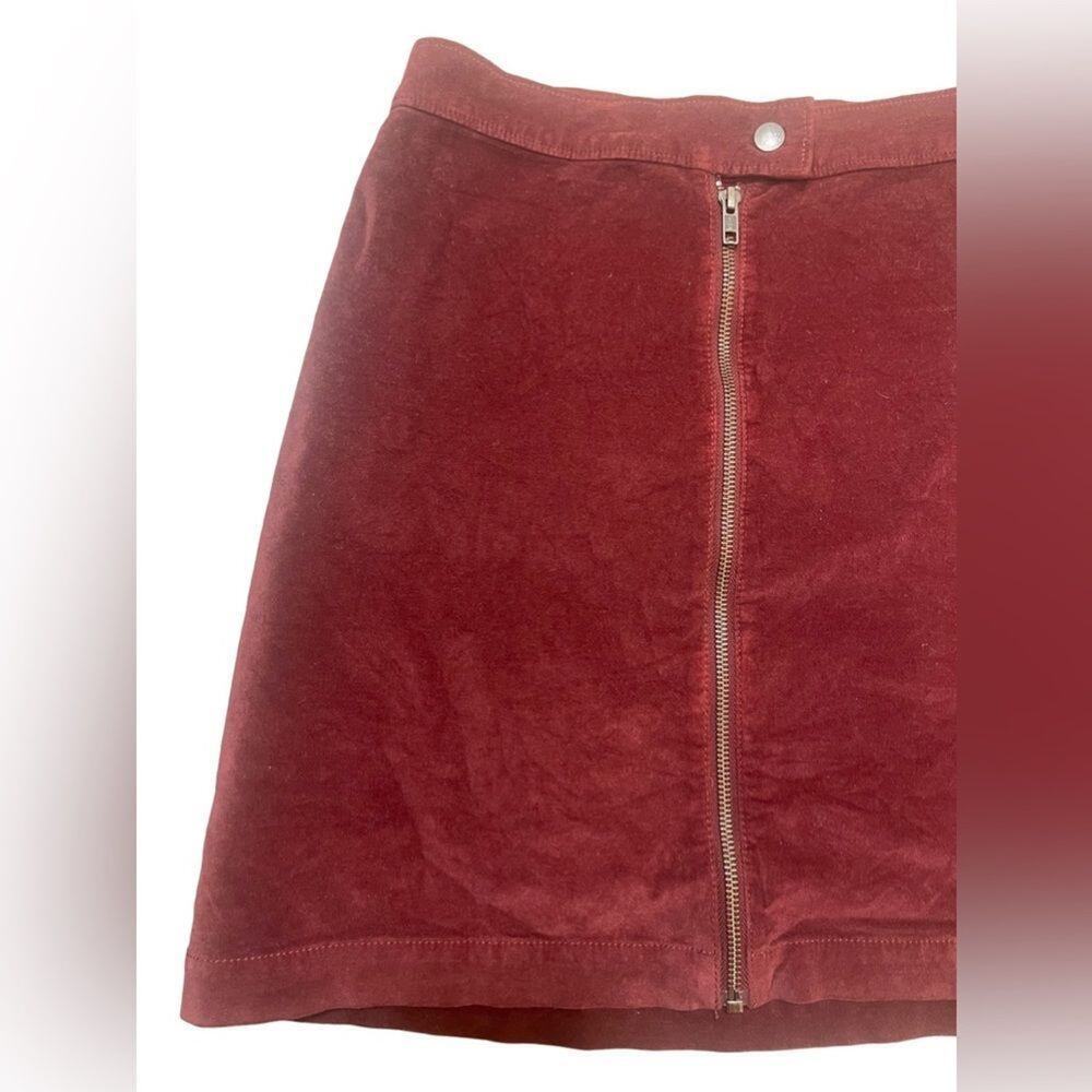Madewell Merlot Studio Zip Skirt in Velvet Mini Skirt Size 0 - Picture 4 of 8